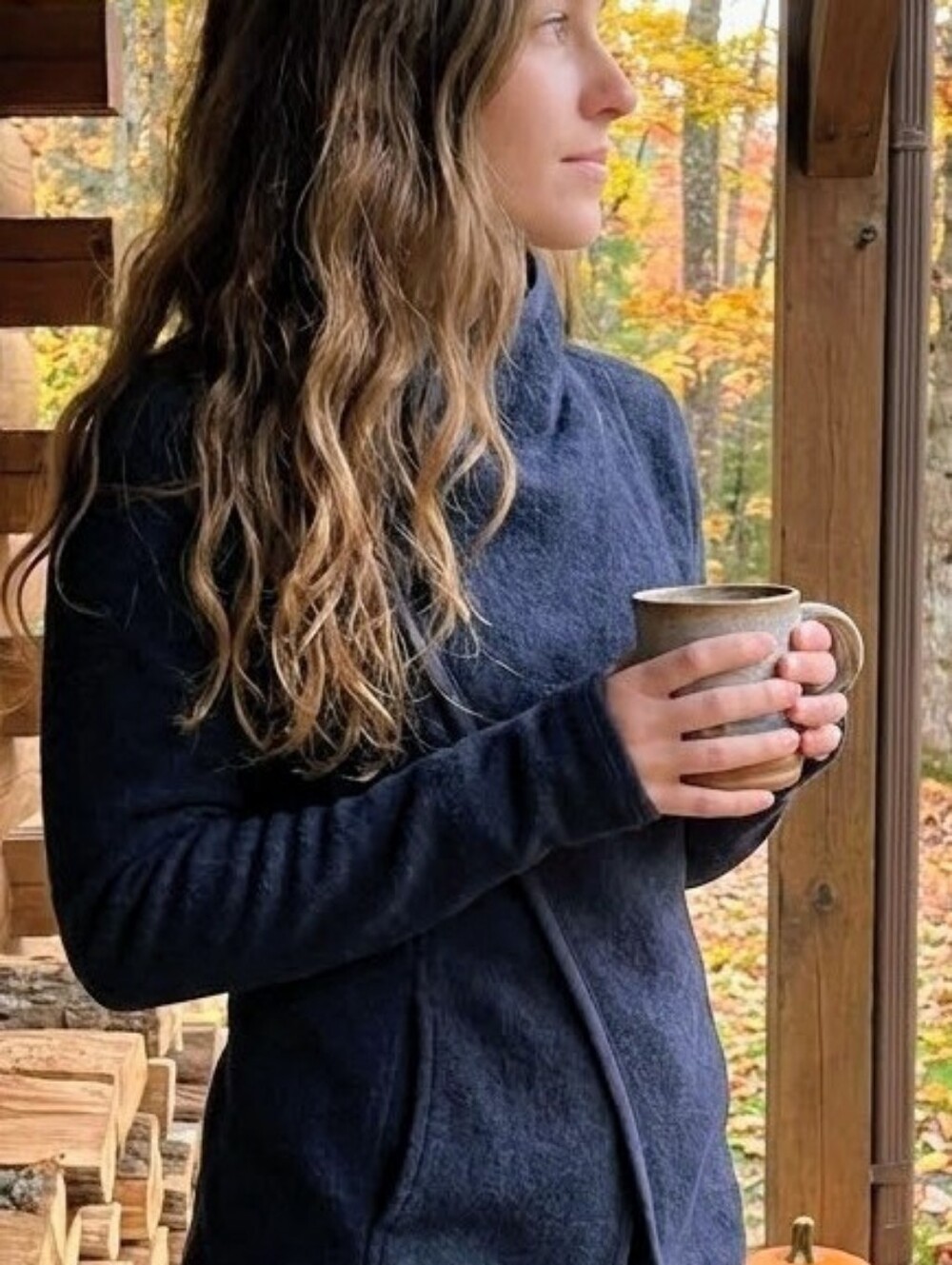 Mountain Hardwear Asymmetrical Snap Fleece Wrap Jacket Navy Heather M